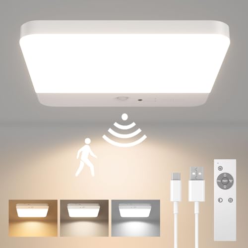 FULEN Deckenlampe Badezimmer mit Bewegungsmelder, Kabellos LED Deckenleuchte...