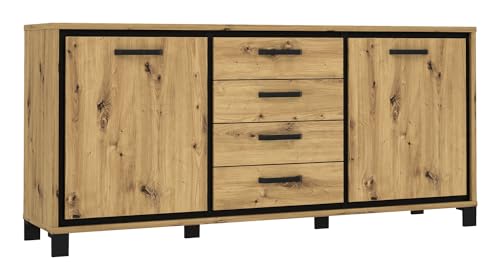Forte TRONDHEIM Sideboard mit 4 Schubladen und 2 Türen, Holzwerkstoff, Artisan...