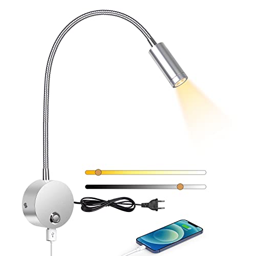 ERWEY Leselampe Wandmontage, LED Wandleuchte Bettlampe mit Schalter Touch...