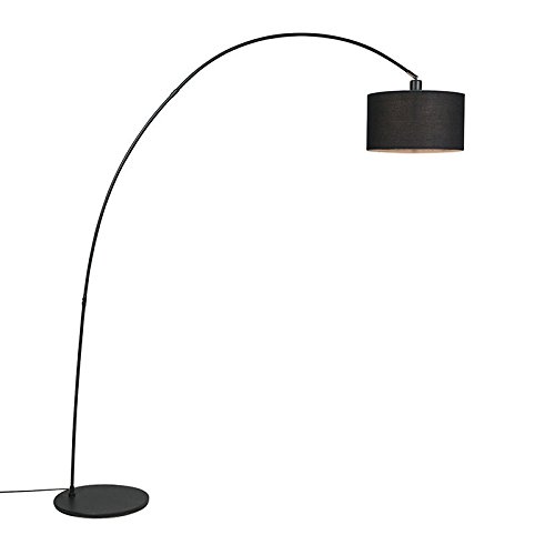 Qazqa - Moderne Bogenlampe schwarz - Vinossa I Wohnzimmer - Stahl Länglich -...