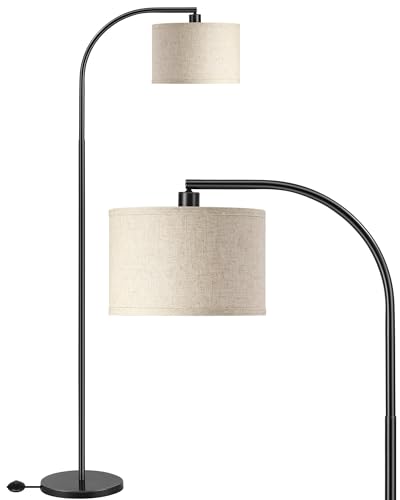 EDISHINE Stehlampe Wohnzimmer, 161cm Bogenlampe mit Verstellem Beigen...