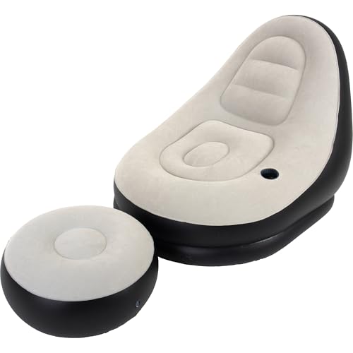 AVENLI Lounge Sessel aufblasbar mit Getränkehalter und Hocker - 125 x 100 x 85...