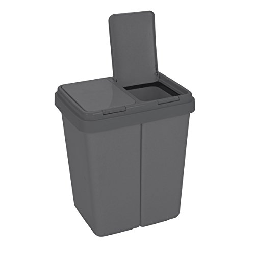 Ribelli Zweimer Duo Müllbehälter mit Deckel 2 x ca. 25 Liter, Kunststoff...