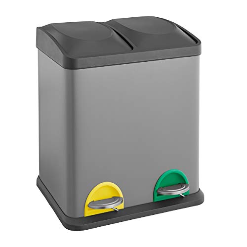 SVITA TC2X15 Küchen-Eimer 30 Liter Grau 2x15L doppelt Abfalleimer...
