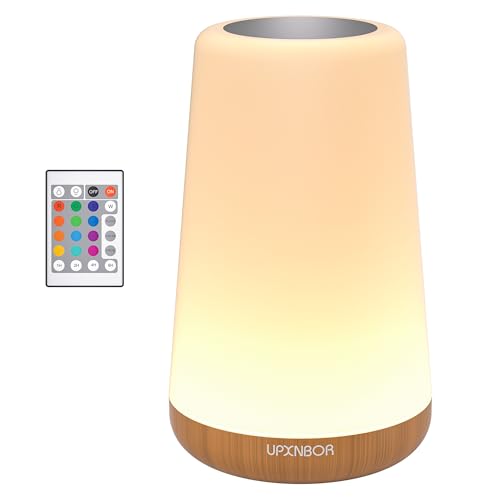 UPXNBOR LED Nachttischlampe mit Fernbedienung, Dimmbar mit 13 RGB Farben & 4...