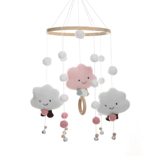 Mobile Baby Windspiele, Wolke Puppe , Holz mit Filzbällen 3D , Bettglocke...