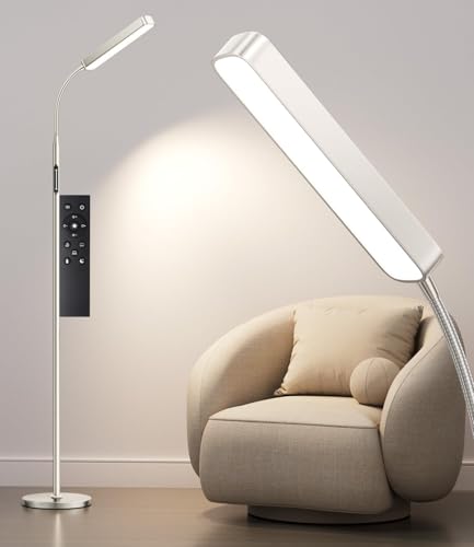 Ehaho Dimmbar LED Stehlampe Silber | Leselampe Stehleuchte mit Fernbedienung |...