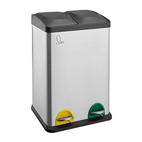 SVITA TC2X20 Küchen-Eimer 40Liter Fassungsvermögen 2x20L Edelstahl doppelter...