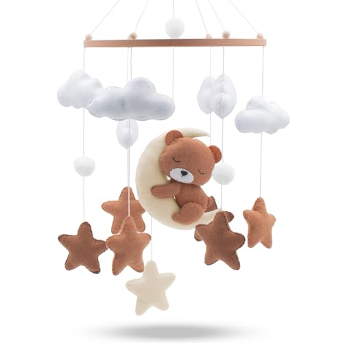 Baby mobile schlummernder Bär – Baby Mobiles mit Holzring und süßen...