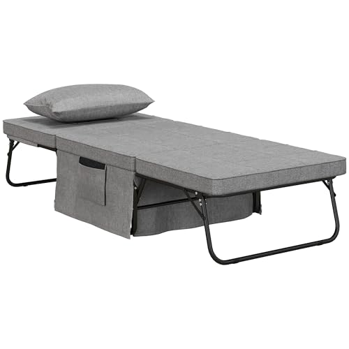 HOMCOM 4-in-1 Klappbett 75x190 cm, Erwachsene Gästebett Klappbar mit 8 cm...