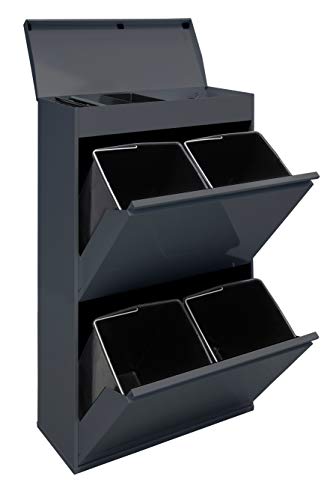 ARREGUI Top CR624-B Mülltrennsystem aus Stahl mit Aufbewahrungsbox mit Deckel |...