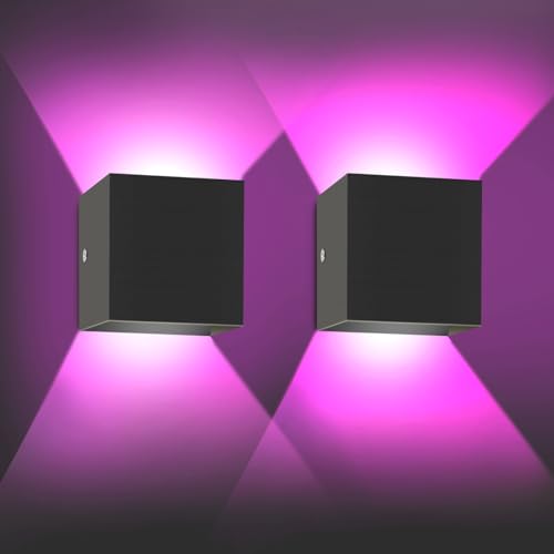 JaneYi 2 Stück Indirekte Beleuchtung Wand RGB LED Wandleuchte Innen 6W mit...