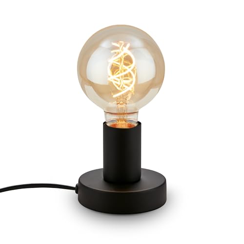 BRILONER - Nachttischlampe Retro mit Kabelschalter, E27 Fassung, max. 10 Watt,...