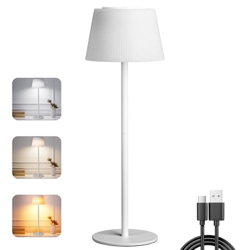 skelo Tischlampe Kabellos Dimmbare Touch Led Tischlampe Akku 3 Farbtemperatur 3...