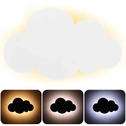 PCXWTLN LED Wolken Wandlampe, 3 Farbtemperaturen Modi Wandleuchte innen, Sanftes...