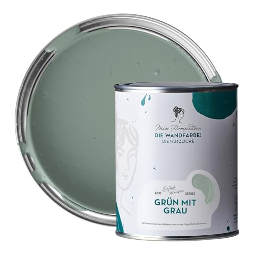 MissPompadour abwaschbare Wandfarbe Grün mit Grau 1L - hohe Deckkraft &...