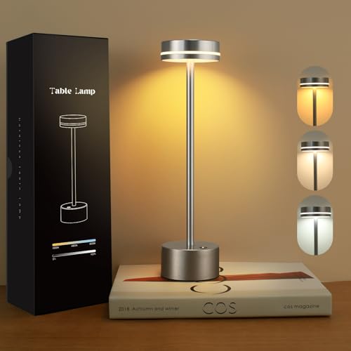 Nixtrve LED Tischlampe Kabellos mit Touch, LED Akku Tischleuchte USB Aufladbar...
