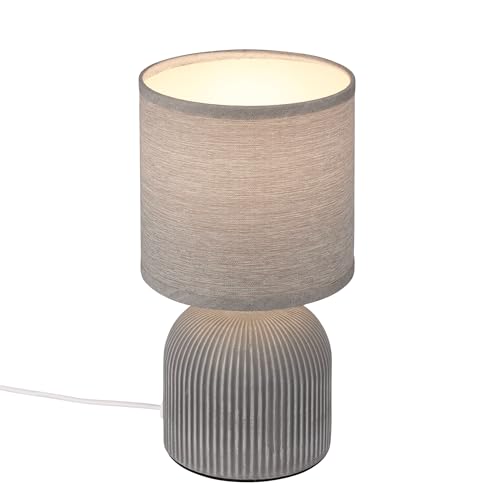 BRILONER - Tischlampe mit Stoffschirm, Kabelschalter, Keramikfuß, Lampe,...