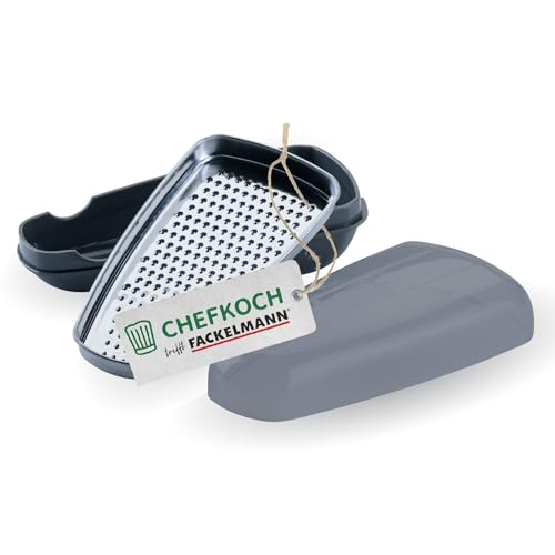 Chefkoch trifft Fackelmann Parmesanreibe mit Behälter – Edelstahlklinge, 2in1...