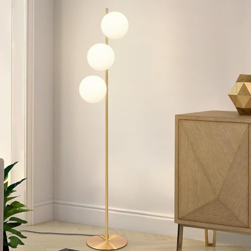 ZMH Stehlampe Wohnzimmer Modern Stehleuchte - 3 flammige Gold E27 Design...
