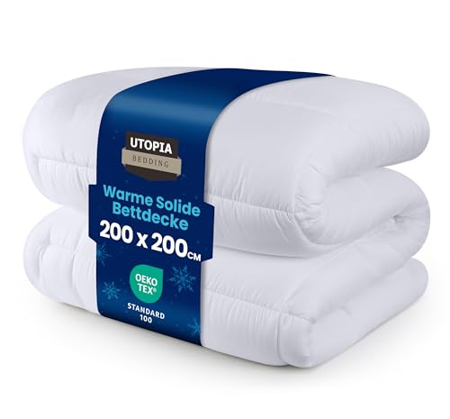 Utopia Bedding Bettdecke 200 x 200 cm, Ganzjahresdecke 370 GSM Füllung,...