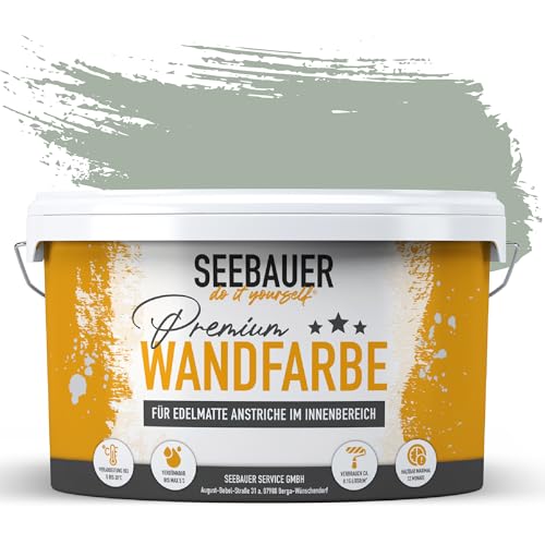 SEEBAUER diy Wandfarbe Grün 2,5L für Innen (No. 764 Nordic Wood) Edelmatte...