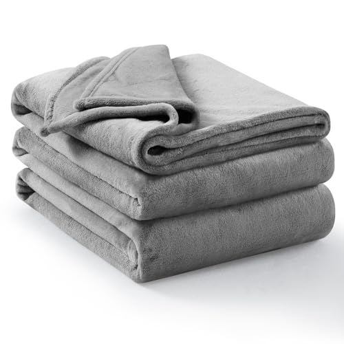 Aisbo Kuscheldecke Flauschig Decke Grau - Fleecedecke 220x240 cm XXL Große...