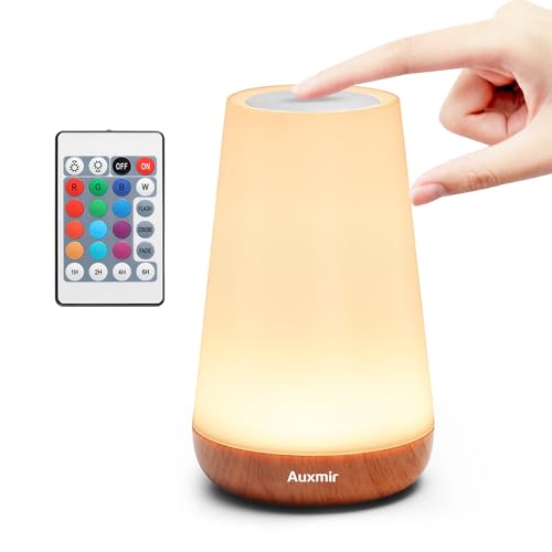 Auxmir LED Nachttischlampe Touch Dimmbar mit 13 Farben und 4 Modi, USB Aufladbar...