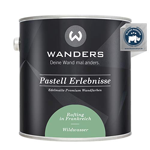 Wanders24®️ Pastell Erlebnisse (2,5 Liter, Wildwasser) edelmatte Wandfarbe -...