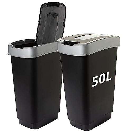SUSTANIA Duo Mülleimer Küche 2 Fächer 50L - Geruchsdicht Doppel Abfalleimer...