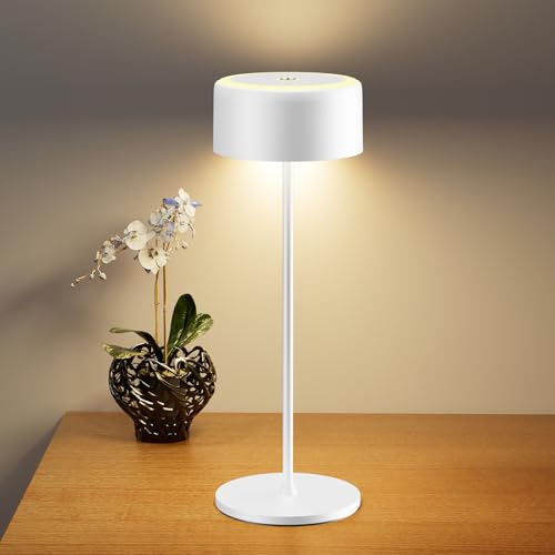 TYEE Tischlampe Kabellose LED Dimmbare Akku Tischleuchte, Wiederaufladbar Warme...