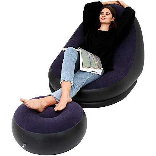 LONEEDY Aufblasbares Freizeit-Sofa/-Stuhl und Fußhocker, zusammenklappbar, für...