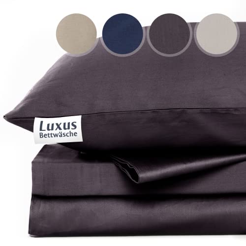 ENTSPANNO Luxus Bettwäsche | Baumwolle Satin - Bettdecke 135x200 Anthrazit |...