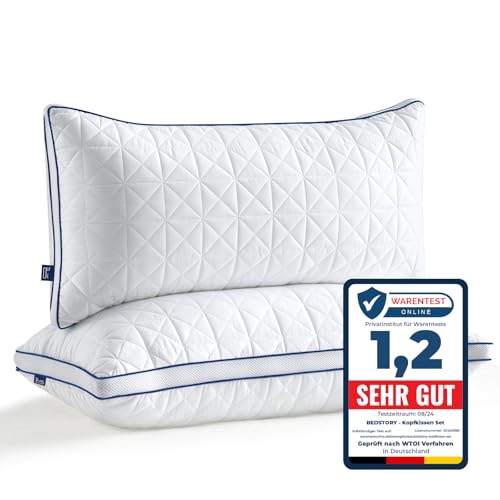 BedStory Kopfkissen 40x80, 2er Set Kissen 40x80 mit Reißverschluss, 2x950g...