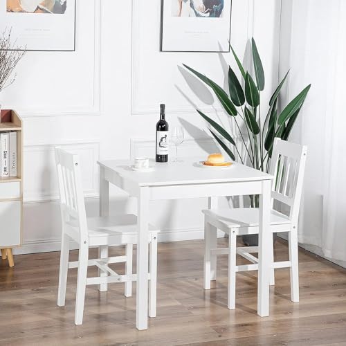 LafeuR Essgruppe,Esstisch mit 2 Stühlen, 3-Teiliges Esstisch-Set Kiefernholz...
