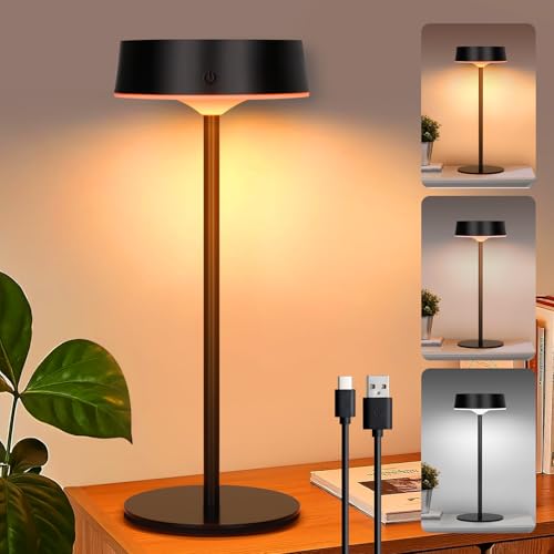 Rosnek LED Tischlampe Kabellos, Solar Outdoor Tischlampe für Touch Schalter,...