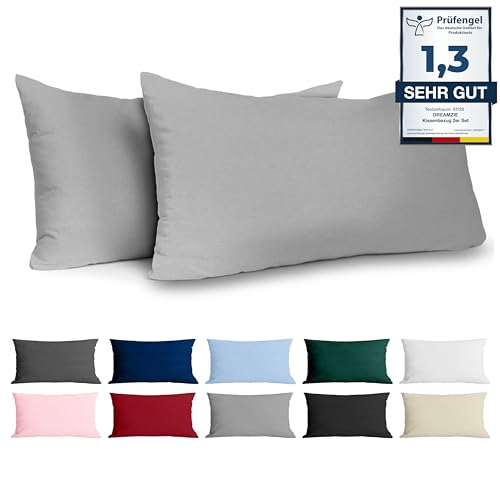 Kissenbezug 40 x 80 Renforcé Baumwolle (2er-Set) - Hellgrau - Dicht gewebt mit...