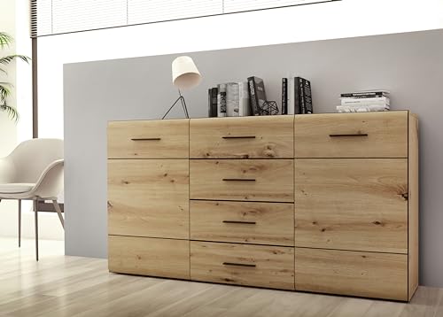 Forte SEIKOLA Sideboard mit 4 Schubladen und 2 Türen, Holzwerkstoff, Artisan...