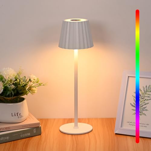 Diealles Shine Tischlampe LED Kabellos, LED Akku Tischleuchte 3000K+RGB,...