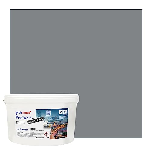 Preismaxx Profiweiß Wandfarbe grau 2,5L, hohe Deckkraft, Dispersionsfarbe...