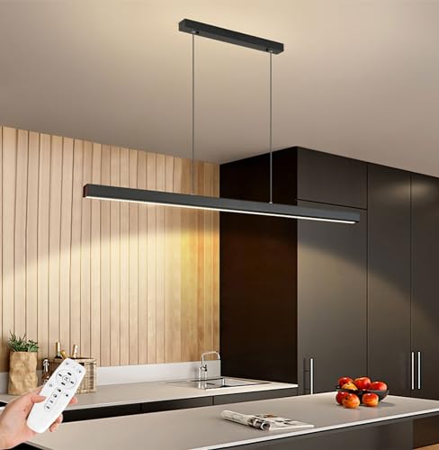 SENFAY 120cm LED Hängelampe esstisch Dimmbar, Pendelleuchte Schwarz mit...