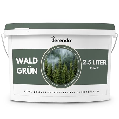 derendo Exklusive Wandfarbe grün 2,5L, hohe Deckkraft, Dispersionsfarbe innen,...