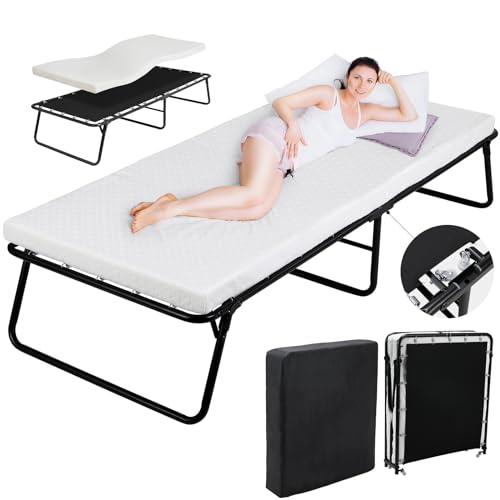 Klappbett Erwachsene 80x191 cm,Gästebett Klappbar mit 7cm Matratze aus...