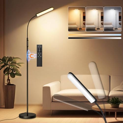 LED Stehlampe Dimmbar 18W 1650LM Schwarz,Standleuchte Wohnzimmer mit 360°...