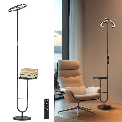 LuminexDesigns LED Stehlampe mit Tisch – 36W Dimmbarer Deckenfluter mit...
