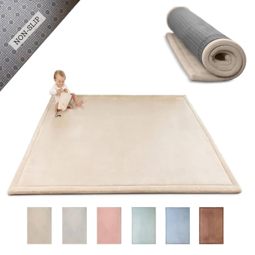 Wolkenweiche Spielmatte Baby 200x150x2,5cm, beige – Kinderzimmer Teppich mit...