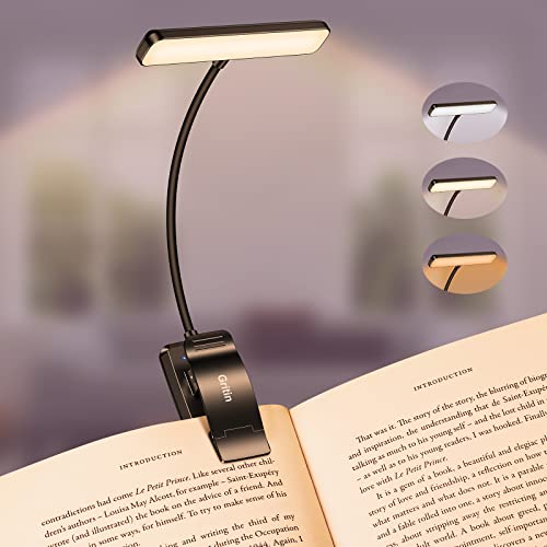 Gritin Leselampe Buch Klemme, USB Wiederaufladbare Buchlampe mit 19 LEDs, 3...