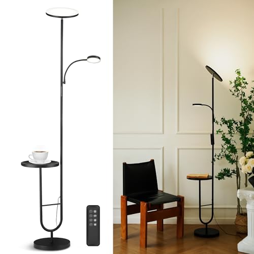 LuminexDesigns Stehlampe mit Tisch, 36W+7W LED Stehlampe dimmbar 3200LM+600LM...