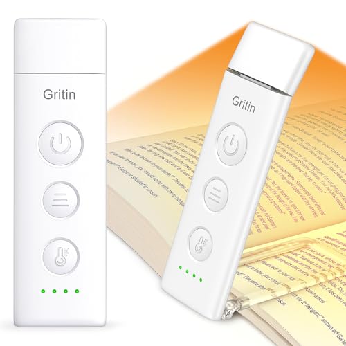 Gritin Leselampe Buch Klemme, USB C Wiederaufladbare Buchlampe Augenschonende...
