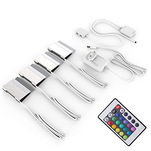 B.K.Licht - LED Glasboden Strip mit Fernbedienung, buntes RGB Licht, dimmbar,...